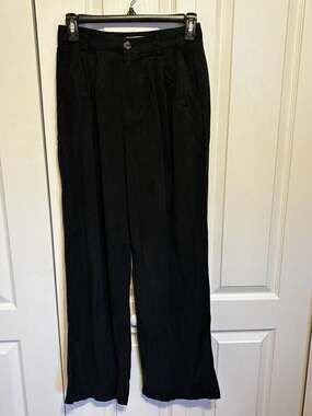 Reformation Mason Pleated Tencel Lyocell Wide Leg Pants Black 4P